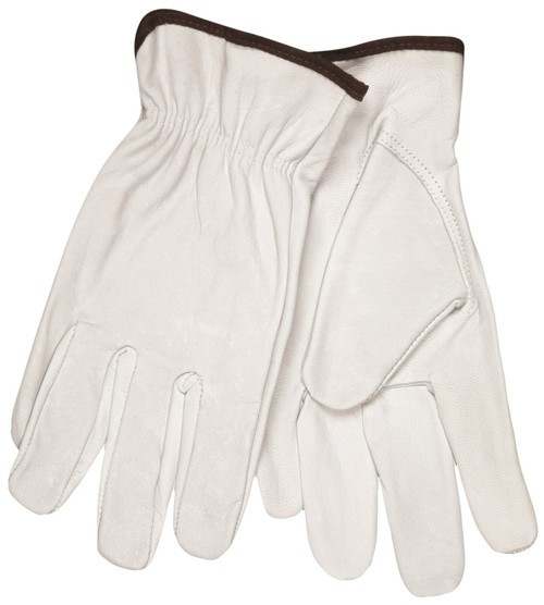 MCR Safety 3613M Select Grain Goatskin Driver Gloves with Keystone Thumb, White, Medium, 1-Pair