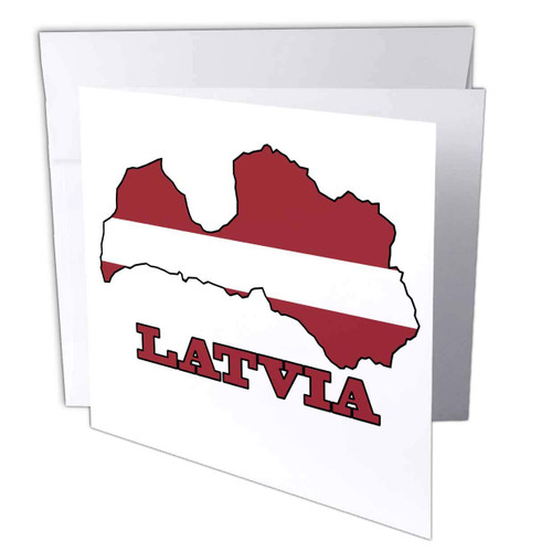 The flag of Latvia in the outline map of the country - Greeting Card, 6 x 6 inches, single (gc_63171_5)