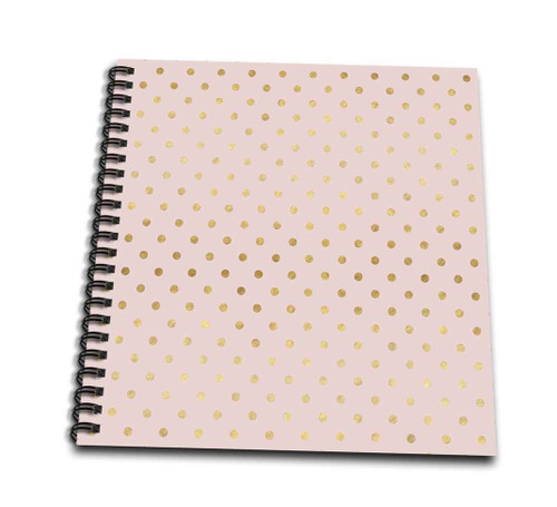 3dRose Pink Gold Polka Dots Glam Mini Notepad 4" x 4"