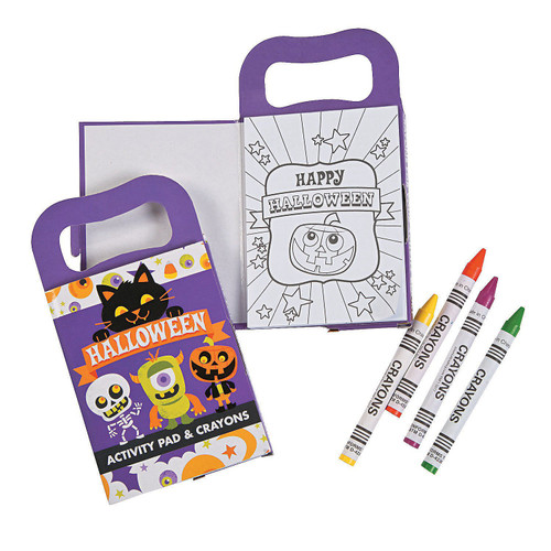 Fun Express Mini Halloween Activity Books with Crayons (Set of 12 Books and 12 Box of Crayons) Party Supplies