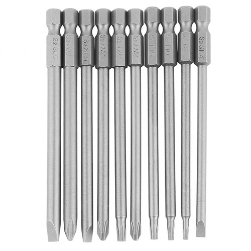 NOVAZEN 1/4 Inch Hex Shank S2 Steel Magnetic Screwdriver Bits Set, 10pcs 100mm (Slotted Cross Security Star)