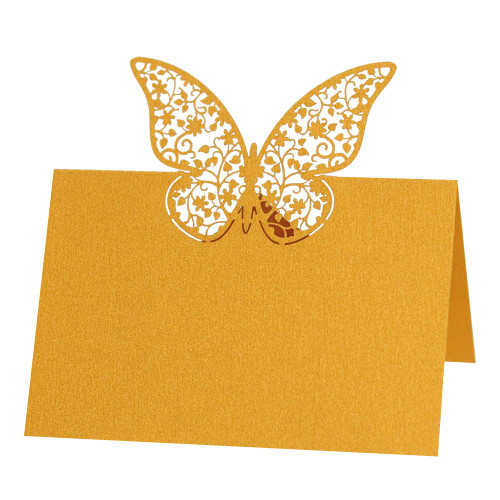 Table Place Cards, 50 Pack Place Cards for Table Setting, 3D Butterfly Tent Place Cards Hollow Table Seating Cards Name Tent Style Placecards for Wedding Baby Shower Dinner Party, 3.5 x 2.4 Inch