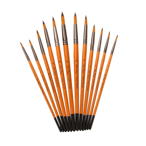 TEHAUX 12pcs Watercolor Pen Set Gouache Painting Brushes Oil Painting Brushes Nylon Paintbrushes Paint Brushes for Acrylic Paint Artist Painting Brush Art Painting Brushes Face Top Coat