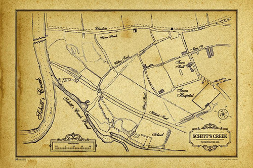 Schitts Creek Poster Vintage Town Map Official Schitts Creek Merchandise David Rose Apothecary Merchandise Rosebud Motel Johnny Rose Moira Rose Alexis Rose Thick Paper Sign Print Picture 8x12