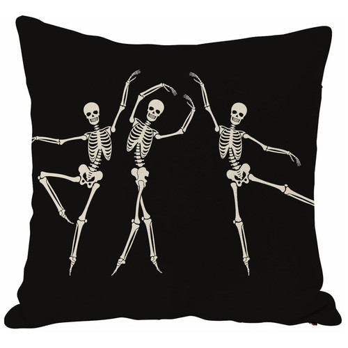 JOOCAR Halloween Skull Pillow Covers Black Goth Decor Funny Halloween Linen Throw Pillow Case Cushion Cover for Sofa Bed Car Chair Living Room 24x24 Inch