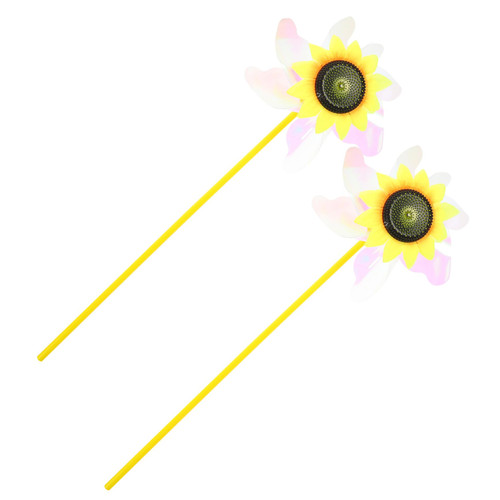 Happyyami 2Pcs Windmill Yard Spinners DIY pinwheels Metal Flower Garden Stake pinwheels Garden Stakes Outdoor Toy Wind Spinners for Yard and Garden Plastic self Made to Rotate Flowers