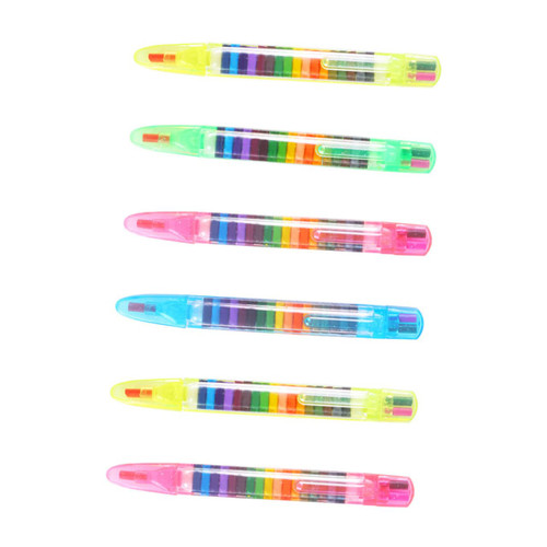 KOMBIUDA 6Pcs 20 color crayons grease marker red grease pencil Block Crayon Stacking rainbow crayon grease crayon china black colored pencils paint crayons to stack child plastic Stacker