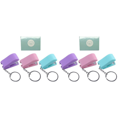 NUOBESTY 2 Sets Keychain Stapler Mini Book Stapler Fun Mini Keychain Plastic Small Stapler Novelty Staplers School Stationery Supplies Stapler Key Rings Metal Accessories Office Desktop