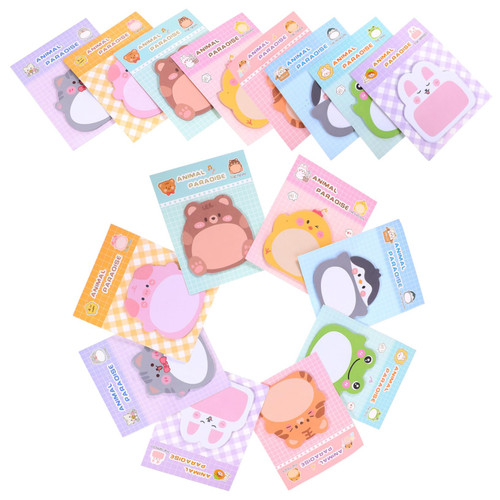 VILLCASE 16 Cartoon Self Stick Notepads Sticky Memo Pads Zoo Animal Note Pads Self-Stick Memo Pads Frog Note Pads Decor Labels Sticky Book Tabs Soft Paper Student Sticky Notes