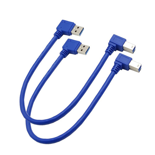 Seadream Angled USB 3.0 Printer Cable; 2Pack 1 ft / 30cm SuperSpeed USB 3.0 A Male Plug 90 Degree Right Angle to USB 3.0 B Male Right Angle Cable