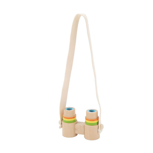 Wood Kids Binoculars, Clear Image Low Chromatic Aberration Kids Wooden Binoculars Toy Optical Glass Lens Drop Resistant for Stargazing (Colorful)