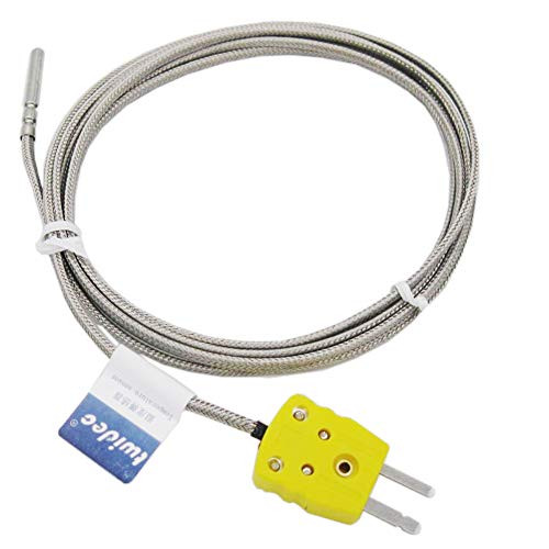 Twidec /2M with Plug Stainless Steel K-Type Sensor Probes Metal HeadProbe for Thermocouple Sensor & Meter Temperature Controller(Temperature Range:0~600C) MT-6340-C 4x30MM