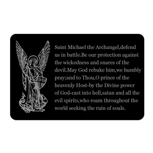 LF Stainless Steel St Michael ID Wallet Card God Prayers Saint Michael Praying St. Michael The Archangel Wallet ID Card Jewelry for Men for Boyfriend,Dad,Husband,Son Gift