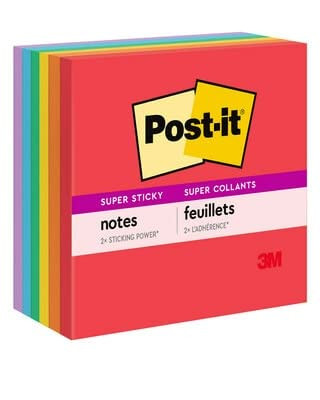 Post-it Super Sticky Notes, 3" x 3", Marrakesh, Pack of 6 Pads