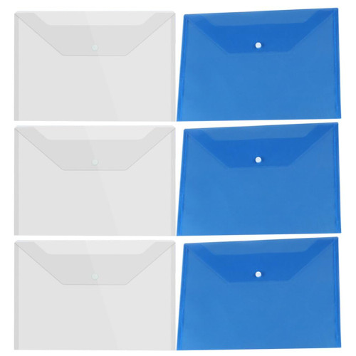 Tofficu 6pcs Plastic Envelopes Poly Envelopes A4 Clear Document Folders Reusable File Folders Documents Organizer Stationery Tools with Snap Button for Office School Home
