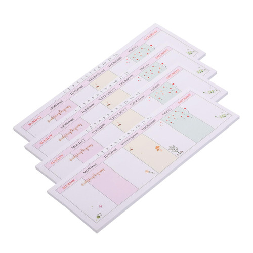 GRIRIW 4pcs Week Sticky Notes Schedule Planning Sticker Memo Sticky School Calendar Weekly Planner Sticky Notepad to Do Planner Week Planner to Do List Bookmark Paper Student Message Post