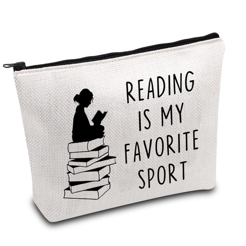BDPWSS Book Lover Makeup Bag Bookworm Gift Reading Is My Favorite Sport Literary Gifts For Librarians Readers Reading Lover Teachers Book Club (Reading sport)