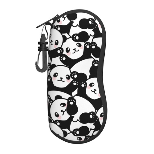 Cute Panda Soft Sunglasses Case for Men Women, Ultra Light Neoprene Zipper Eyeglass Portable Glasses Case with Belt Clip