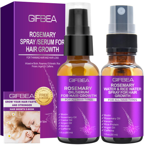 Rosemary Oil Hair Growth Serum W/Rosemary Water & Rice Water Spray Hair Growth,Biotin Castor Oil Argan Oil Caffeine Keratin Reduce Hair Loss,Restore Dry Damaged Hair Regrowth Treatments for Women Men Rosemary Oil Hair Growth Serum W/Rosemary Water & Rice Water Spray Hair Growth,Biotin Castor Oil Argan Oil Caffeine Keratin Reduce Hair Loss,Restore Dry Damaged Hair Regrowth Treatments for Women Men