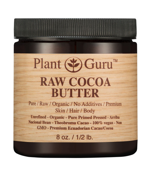 Raw Cocoa Butter 8 oz. 100% Pure Fresh Natural Cold Pressed. Skin Body and Hair Moisturizer, DIY Creams, Lip Balm, Lotion and Soap Making