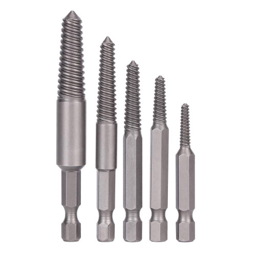 Bolt Extractor Kit, Bolt Extractor Set, 5pcs Damaged Screw Extractor Set Damaged & Stripped Screw Extractor Remover Tool, Easy Out Bolt Extractor Set for Removing Stripped Screws and Broken Bolts