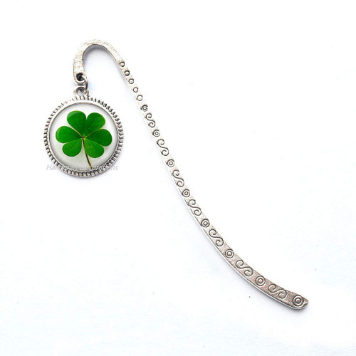 Four Leaf Clover Bookmark.Clover Jewelry,Lucky Jewelry.Birthday Gift?Good Luck Present,Four Leaf Clover,Good Luck.F087 (E1)