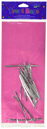 Creative Converting 44532 Hot Pink Large Cello Bag (20 Count), One Size, Multicolor