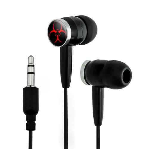 GRAPHICS & MORE Biohazard Warning Symbol Zombie Radioactive Novelty in-Ear Earbud Headphones - Black