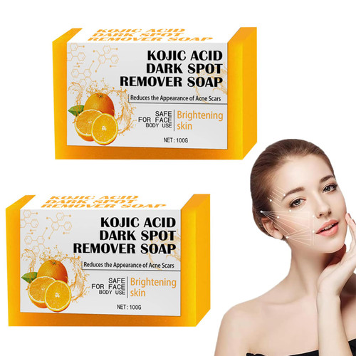 Moocorvic Lemon Turmeric Kojic Acid Soap, Turmeric and Kojic Acid Soap, Body Wash Turmeric Soap Bars, Pure Natural Handmade (2Pack)