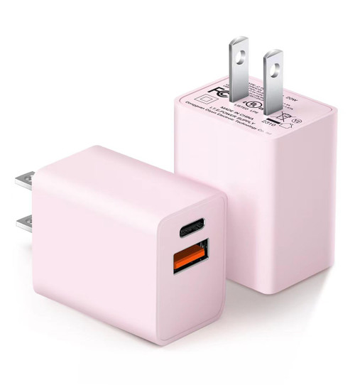 [2 Pack] USB C Wall Charger Block, Watch Charger Block, 20W Dual Port Fast Charger Block, Upgraded Type C Charging Blocks Brick Plug Adapter Cube