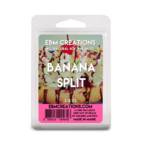 Banana Split - Scented All Natural Soy Wax Melts - 6 Cube Clamshell 3.2oz Highly Scented!