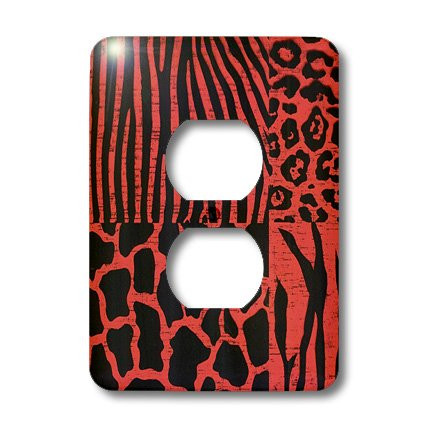 3dRose lsp_37290_6 Animal Prints With Bright 2 Plug Outlet Cover Black/Red