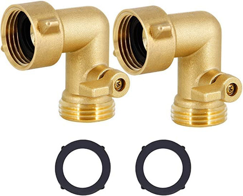 Garden Hose Elbow Connector 90 Degree Brass Hose Elbow (2Pcs) Perfect for RV Water hookups and Residential Outdoor faucets Extra 2 Pressure Washers
