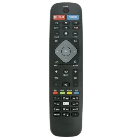 New NH500UP Remote Control Compatible with Philips 4K UHD Smart TV with Netflix Vudu YouTube NetTV APP Key