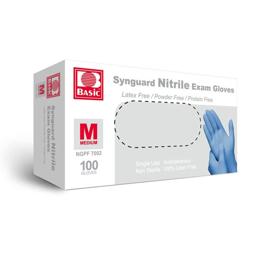 Basic Medical Nitrile Exam Gloves,NGPF-7001 (100, Small)
