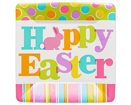 American Greetings Hoppy Easter 7" Square Plate, 8 Count, Party Supplies, Multicolored