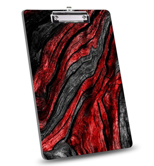 FVBAO Cool Clipboard,Vintage Wood Design Clipboard for Nurses,Students,Classroom,Office,A4 Letter Size 9" x 12.5" with Low Profile Metal Clip,Black Red Wood Grain