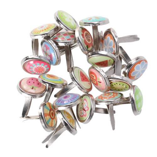 TEHAUX 100 pcs Epoxy Two-Legged Nails Brass brads Metal Brads Brad Fastener DIY Paper Crafts brads Brass Paper Fasteners Crafting Small brads Craft Brads Child Round Plastic Scrapbook