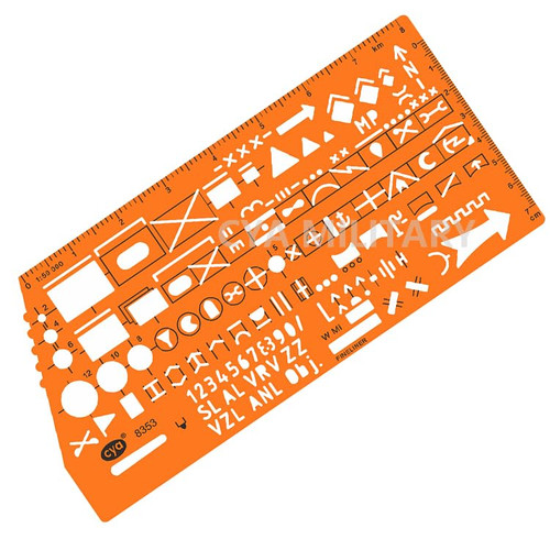 CYA Standard Military Map Marking Symbols Template Stencil for NATO Army Drawing and Drafting on Tactical Map (1Pack:8353)