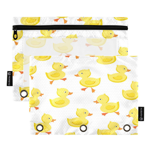 Caikeny Duck Pattern Binder Pouches File Folders Organizer Zipper Pencil Pouches Case Binders Document Organizer Bag Closure Letter Paper Folder Portable for School Office