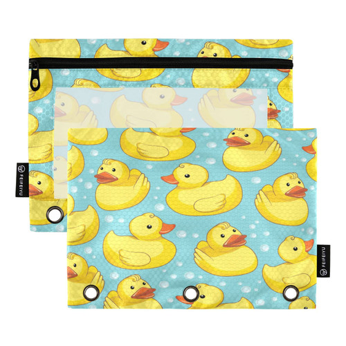 Caikeny Ducks Binder Pouches File Folders Organizer Zipper Pencil Pouches Case Binders Document Organizer Bag Closure Letter Paper Folder Portable for School Office