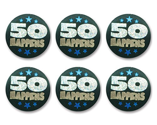 Beistle BN177 6-Pack 50 Happens Satin Button, 2-Inch