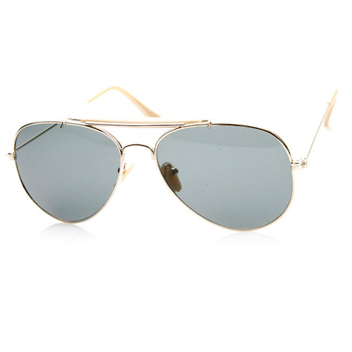zeroUV Classic Teardrop Crossbar Metal Aviator Sunglasses (Gold) zeroUV Classic Teardrop Crossbar Metal Aviator Sunglasses (Gold)