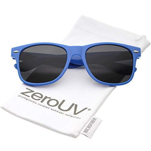 zeroUV - Modern Wide Arms Neutral Colored Square Lens Horn Rimmed Sunglasses 52mm (Blue/Smoke) zeroUV - Modern Wide Arms Neutral Colored Square Lens Horn Rimmed Sunglasses 52mm (Blue/Smoke)