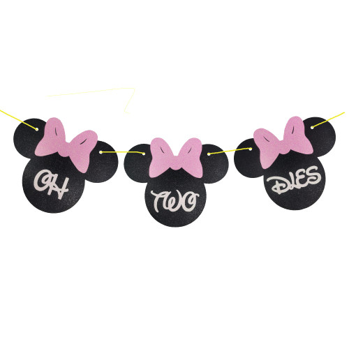 Minnie Oh Twodles Banner - Oh Twodles Minnie Birthday Party Supplies Min Mouse Highchair Banner for Girls 2nd Two Birthday Decorations