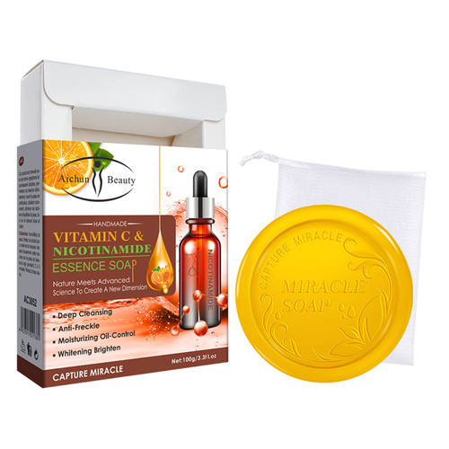 AICHUN BEAUTY Handmade Essence Soap Deep Cleaning Moisturizing Repair Oil Control Skincare 100ml (Vitamin C & Nicotinamide)