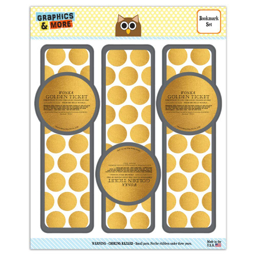 Willy Wonka and The Chocolate Factory Golden Ticket Set of 3 Glossy Laminated Bookmarks