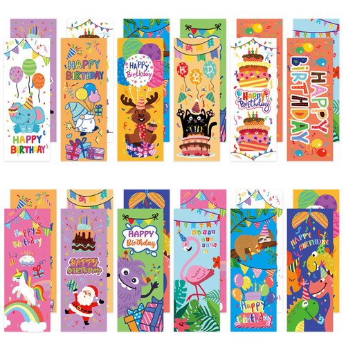60 PCS Cute Birthday Bookmarks, Bookmarks for Kids, Bulk Bookmarks for Book Lovers, Book Mark for Boys, Girls, Students, Classroom Gifts, School Prize, Reading Present
