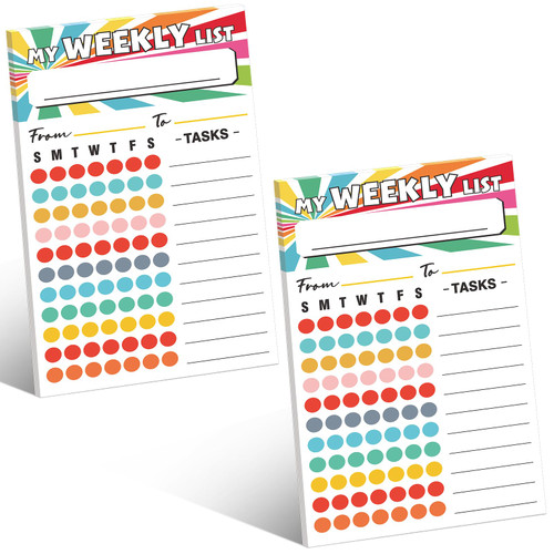 Qilery 2 Pcs 100 Sheets Weekly Chore Chart Sticky Note Weekly Planner Sticky Notepad 6 x 10 Inches to Do List Sticky Notes Fill in Task List Funny Notepads for Adults Kids Office School Supplies