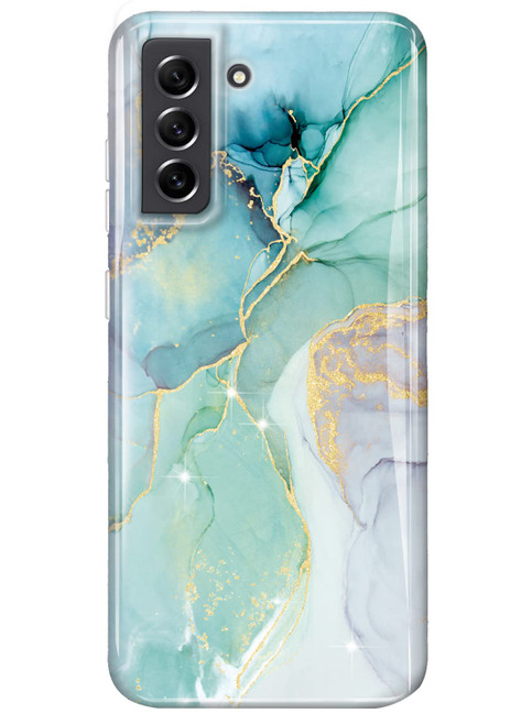 luolnh Galaxy S21 FE Case,Samsung Galaxy S21 FE Marble Case,Brilliant Cute Design Shockproof Flexible Soft Silicone Rubber TPU Bumper Cover Skin Phone Case for Samsung S21 FE -Abstract Mint